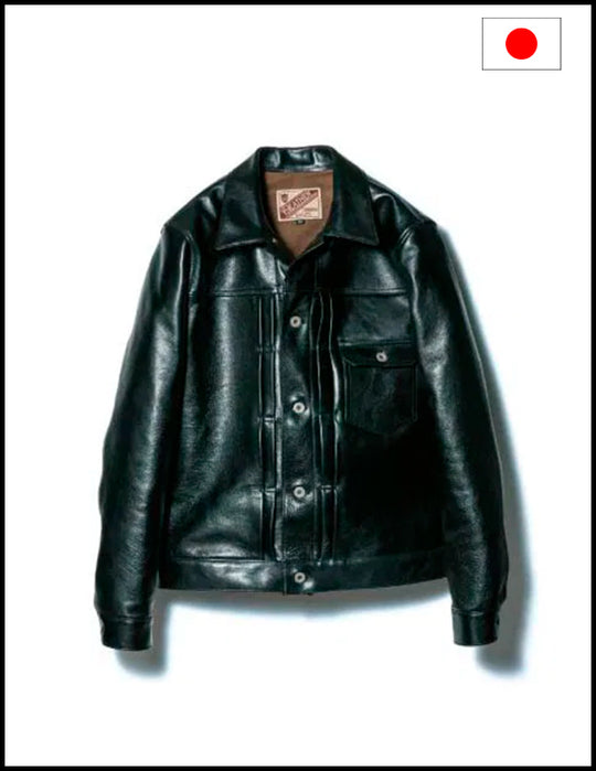 Y'2 Leather LB-140 Aniline Black 1mm Horse Hide Type 1 Jacket