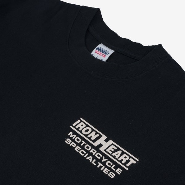 Iron Heart IHT-2302 6.5oz  7.5oz Printed Loopwheel Crew Neck T-Shirt - Black