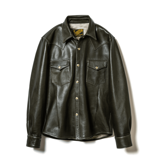 Y'2 Leather SS-13 Steer Oil Western Shirt Olive