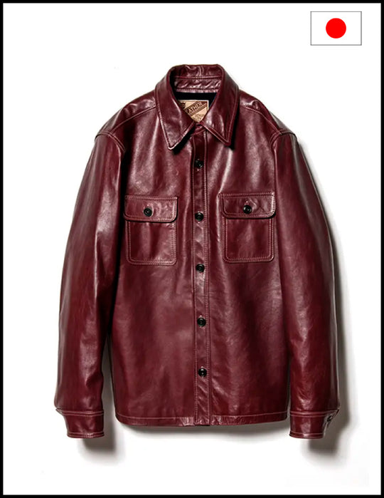 Y'2 Leather Oil Soft Horse hide work shirt Cherry