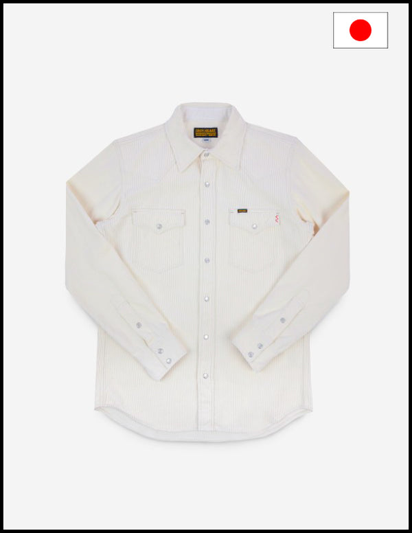 Iron Heart IHSH-398 11oz Corduroy Western Shirt - Off White - The