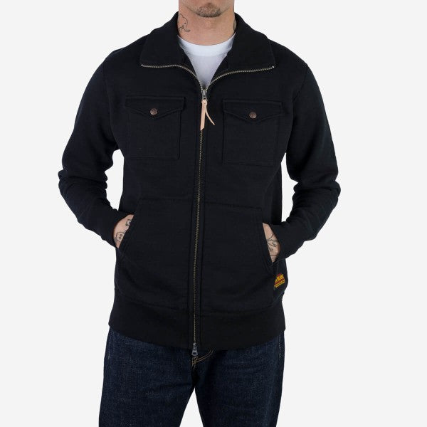 Iron Heart IHSW-74 14oz Ultra Heavyweight Loopwheel Sweater Jacket - Black