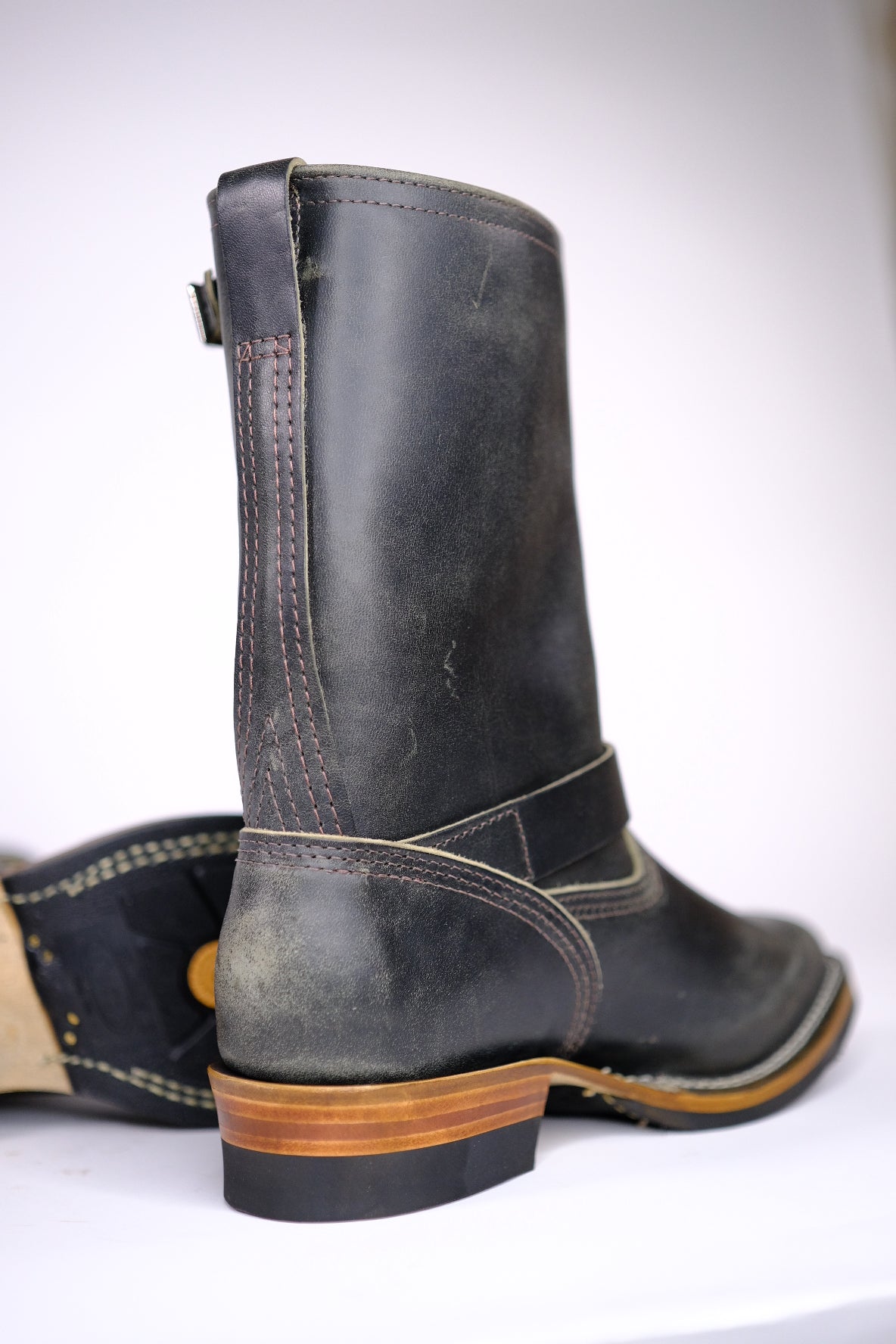 Wesco Boots X The Shop Mister Lou Petrolio Olive waxed Black Horsehide Engineer Boot Pre Order