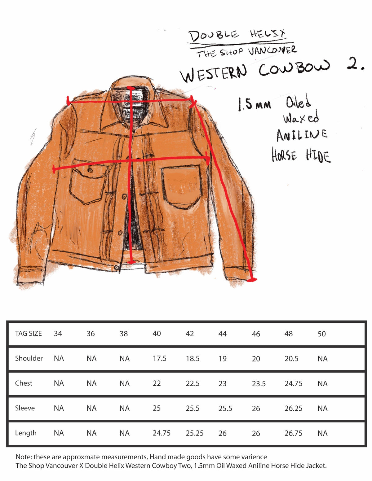 The Shop Vancouver Western Cowboy two 1.5mm Oiled Waxed Horsehide Jacket