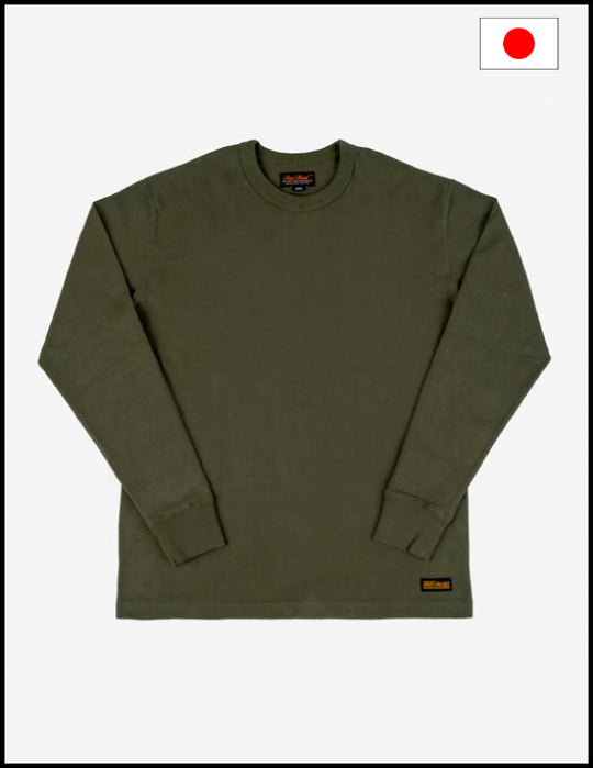 Iron Heart IHTL-1501 11oz Cotton Knit Long Sleeved Crew Neck Sweater - Olive