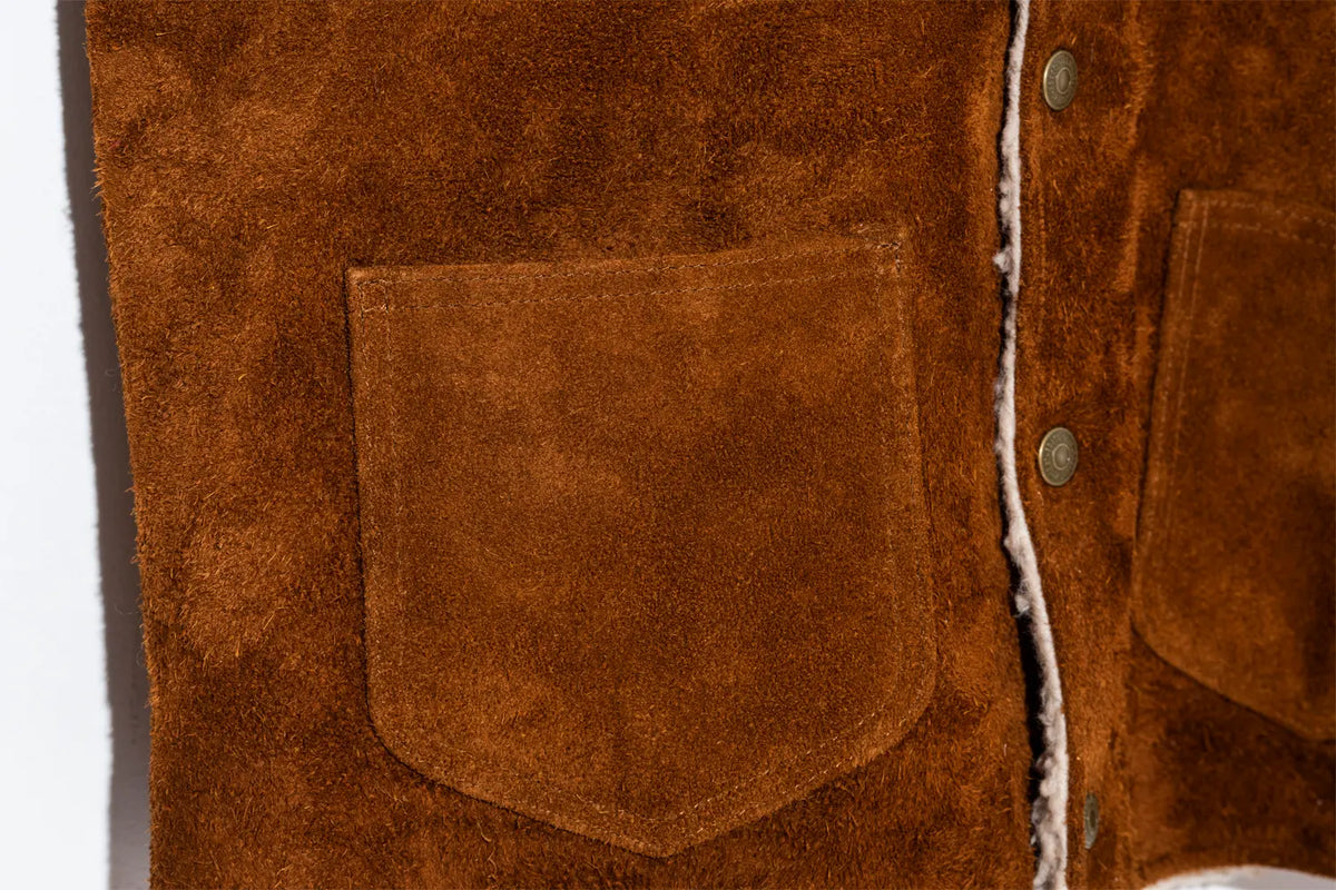 Y&#39;2 Leather WJ-06  STEER ROUGHOUT WOOL BOA VEST