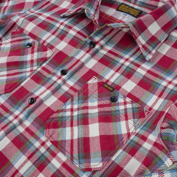 Iron Heart IHSH-371-RED Ultra Heavy Flannel Crazy Check Work Shirt