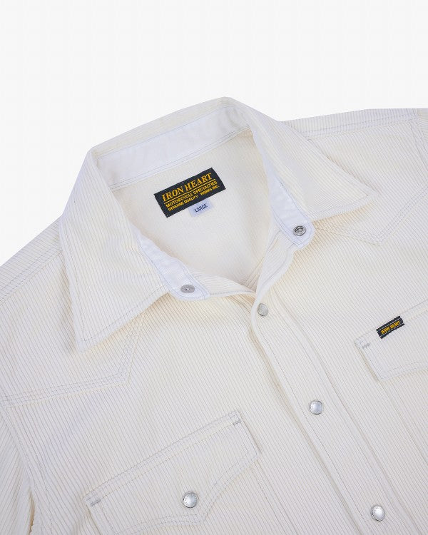 Iron Heart IHSH-398 11oz Corduroy Western Shirt - Off White