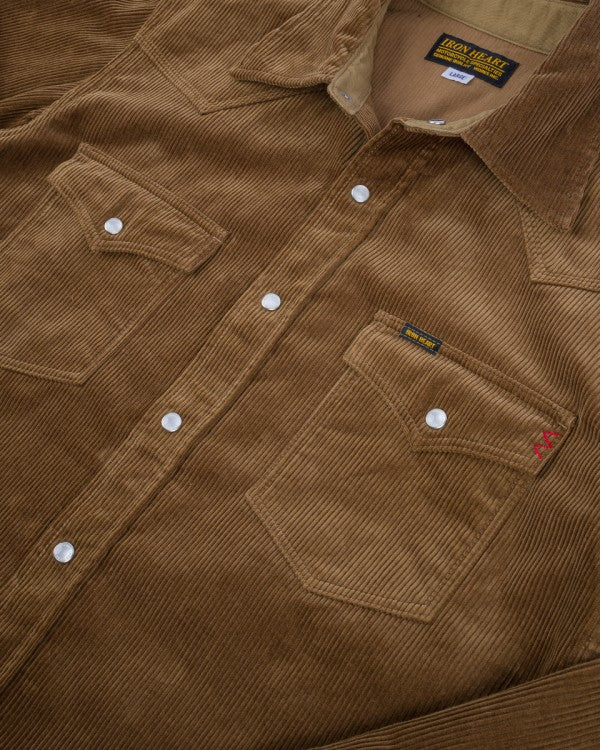 Iron Heart IHSH-398 11oz Corduroy Western Shirt - Camel