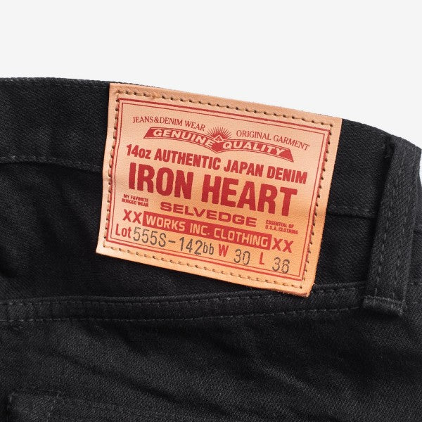 Iron Heart IH-555s-142 BB 14oz Selvedge Denim Super Slim Cut Jeans Black