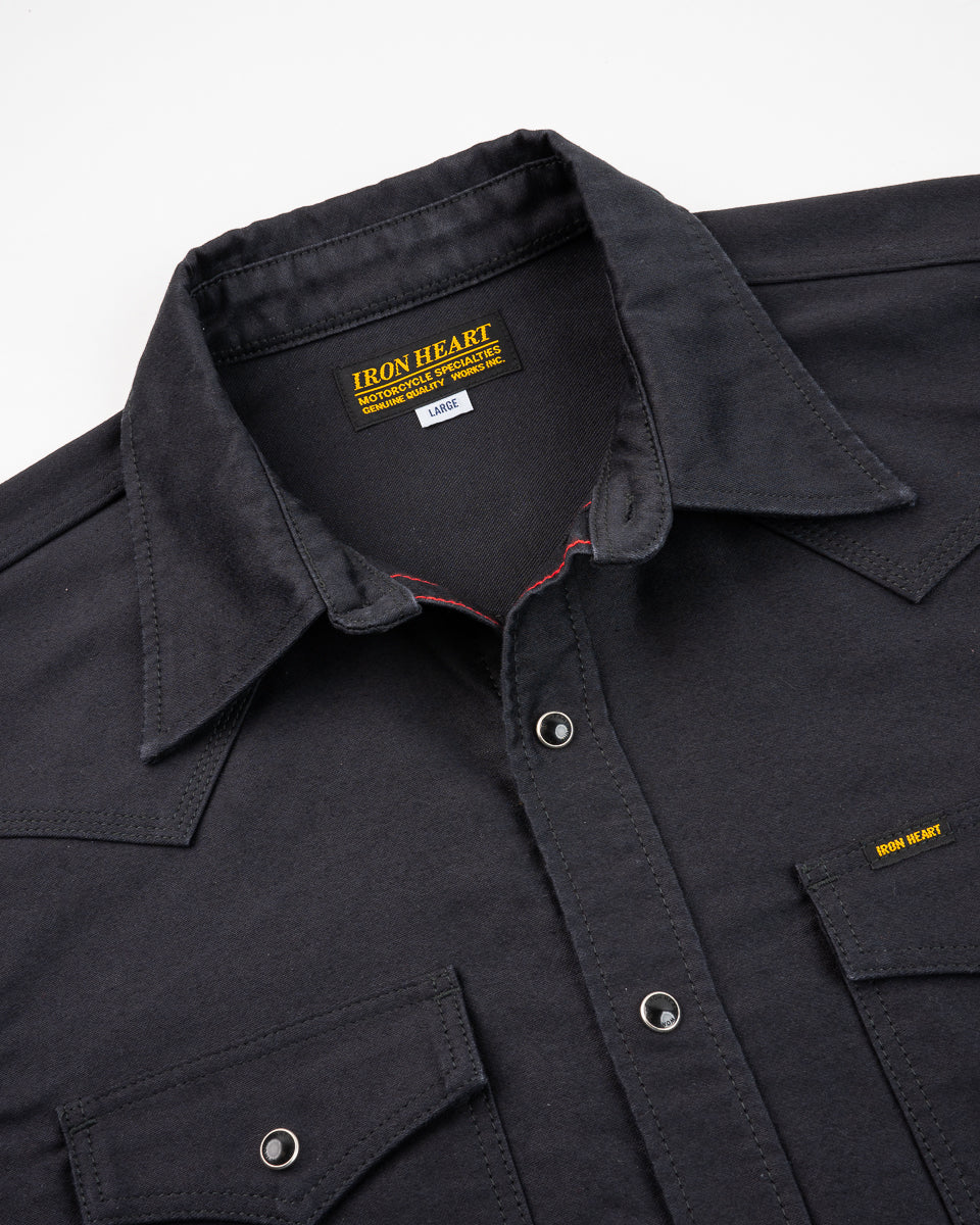 Iron Heart IHSH-426 12oz Military Moleskin Western Shirt - Black