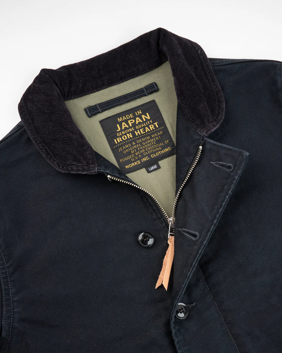 Iron Heart IHM-48 12oz Whipcord Lightweight N1 Deck Jacket - Black