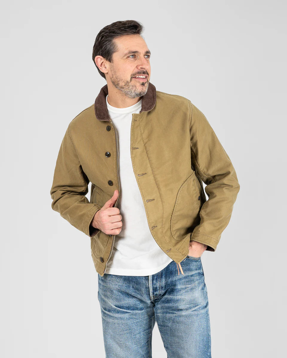 Iron Heart IHM-48 12oz Whipcord Lightweight N1 Deck Jacket - Khaki