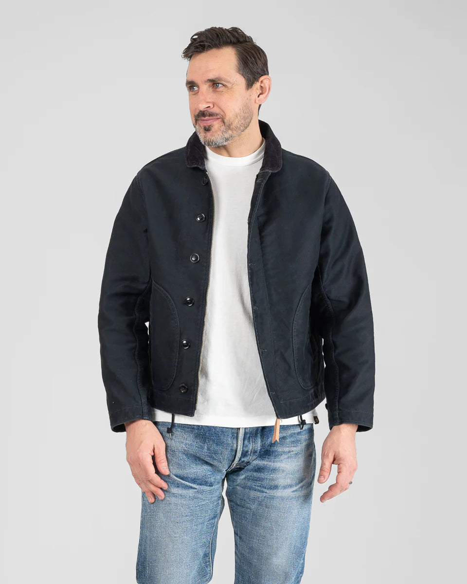 Iron Heart IHM-48 12oz Whipcord Lightweight N1 Deck Jacket - Black