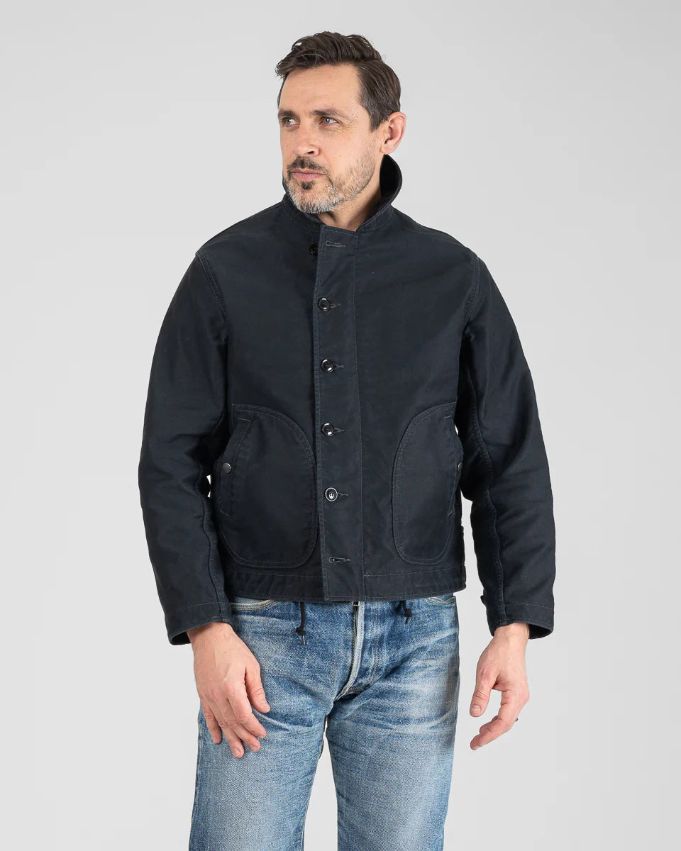 Iron Heart IHM-48 12oz Whipcord Lightweight N1 Deck Jacket - Black