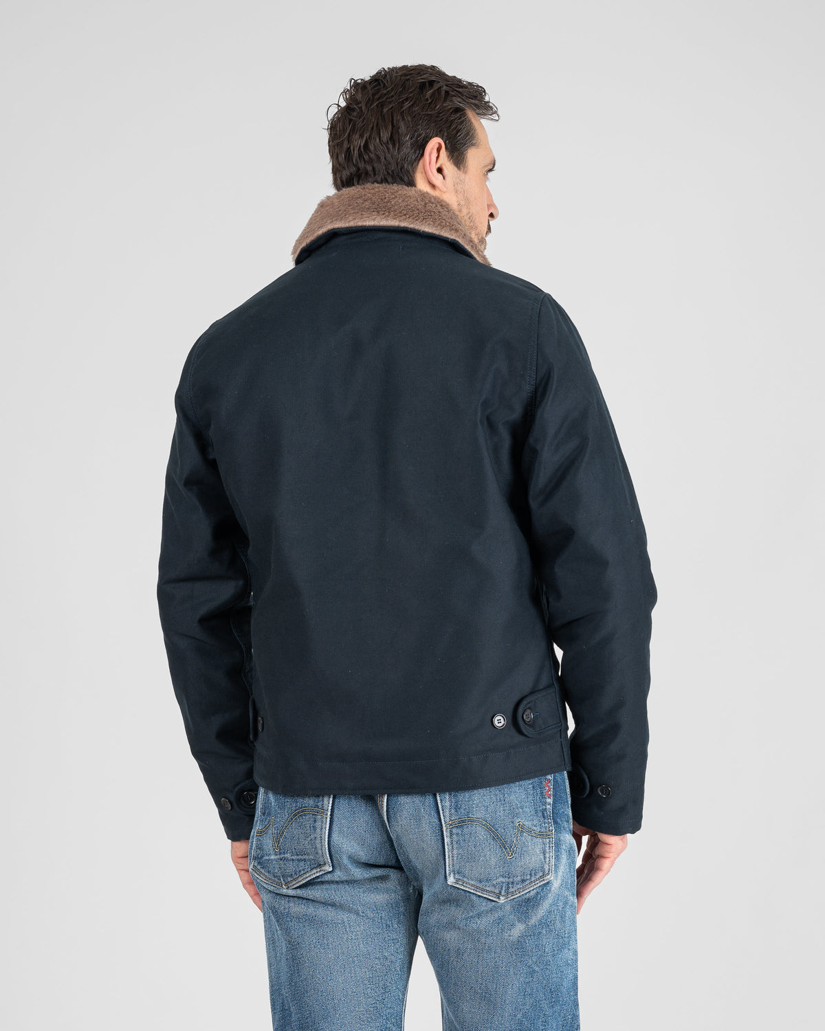 Iron Heart IHM-35 Alpaca Lined Whipcord N1 Deck Jacket - Navy