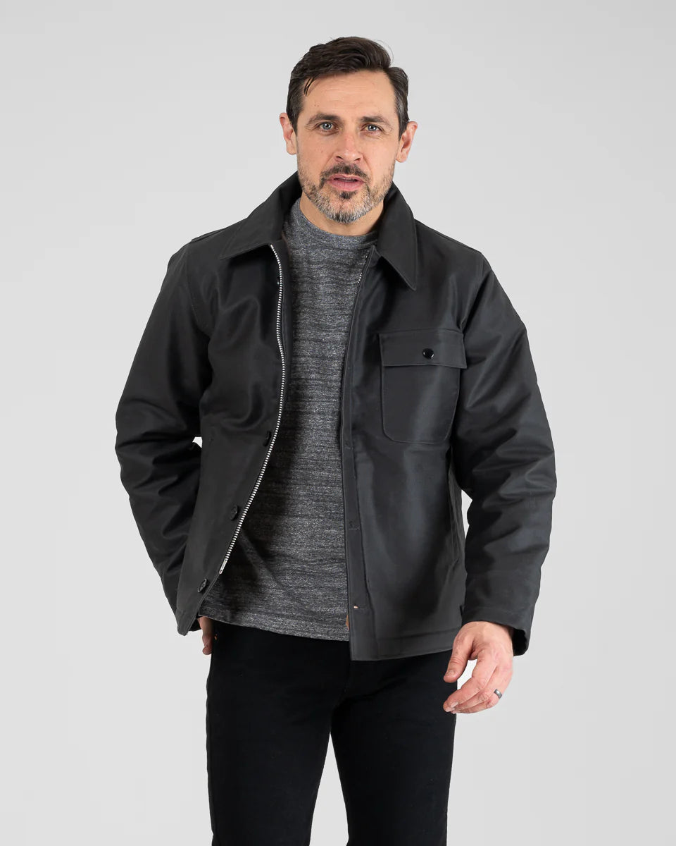 Iron Heart IHM-45 Oiled Whipcord A2 Deck Jacket - Black