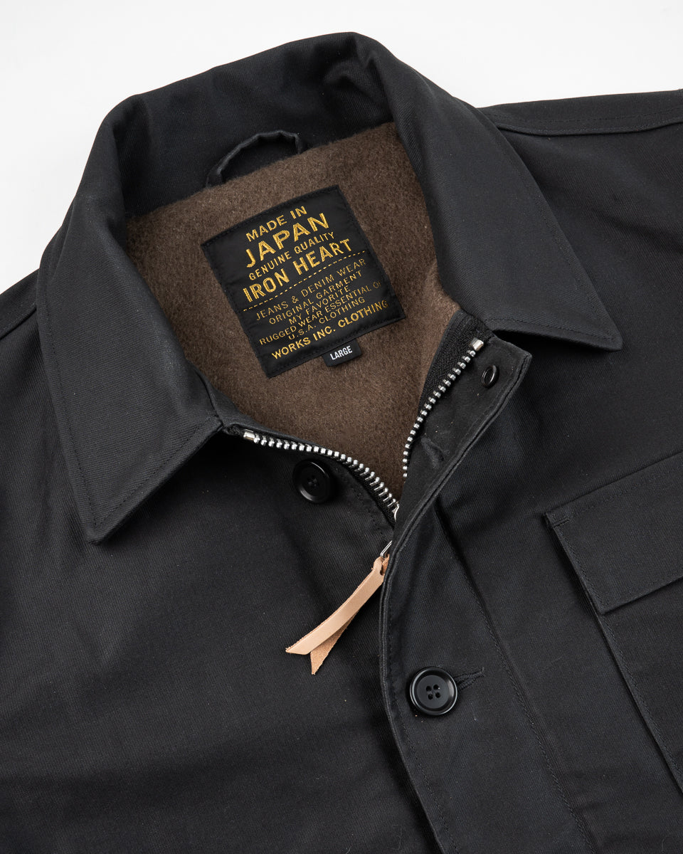 Iron Heart IHM-45 Oiled Whipcord A2 Deck Jacket - Black