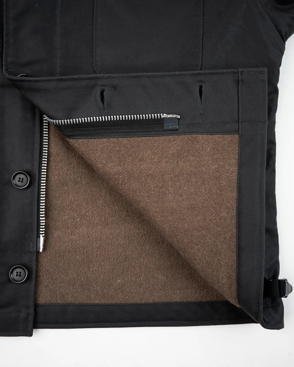 Iron Heart IHM-45 Oiled Whipcord A2 Deck Jacket - Black