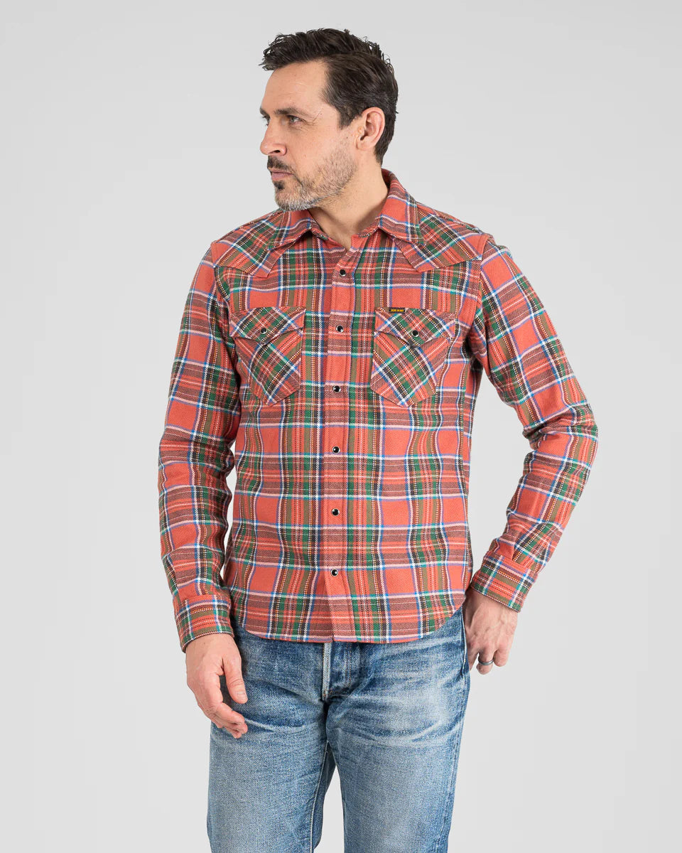 Iron Heart IHSH-436 Ultra Heavy Flannel American Check Western Shirt - Red "The Watermelon Man"
