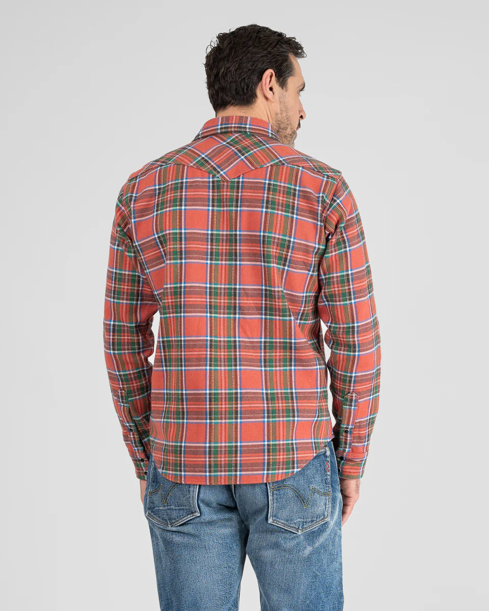 Iron Heart IHSH-436 Ultra Heavy Flannel American Check Western Shirt - Red "The Watermelon Man"