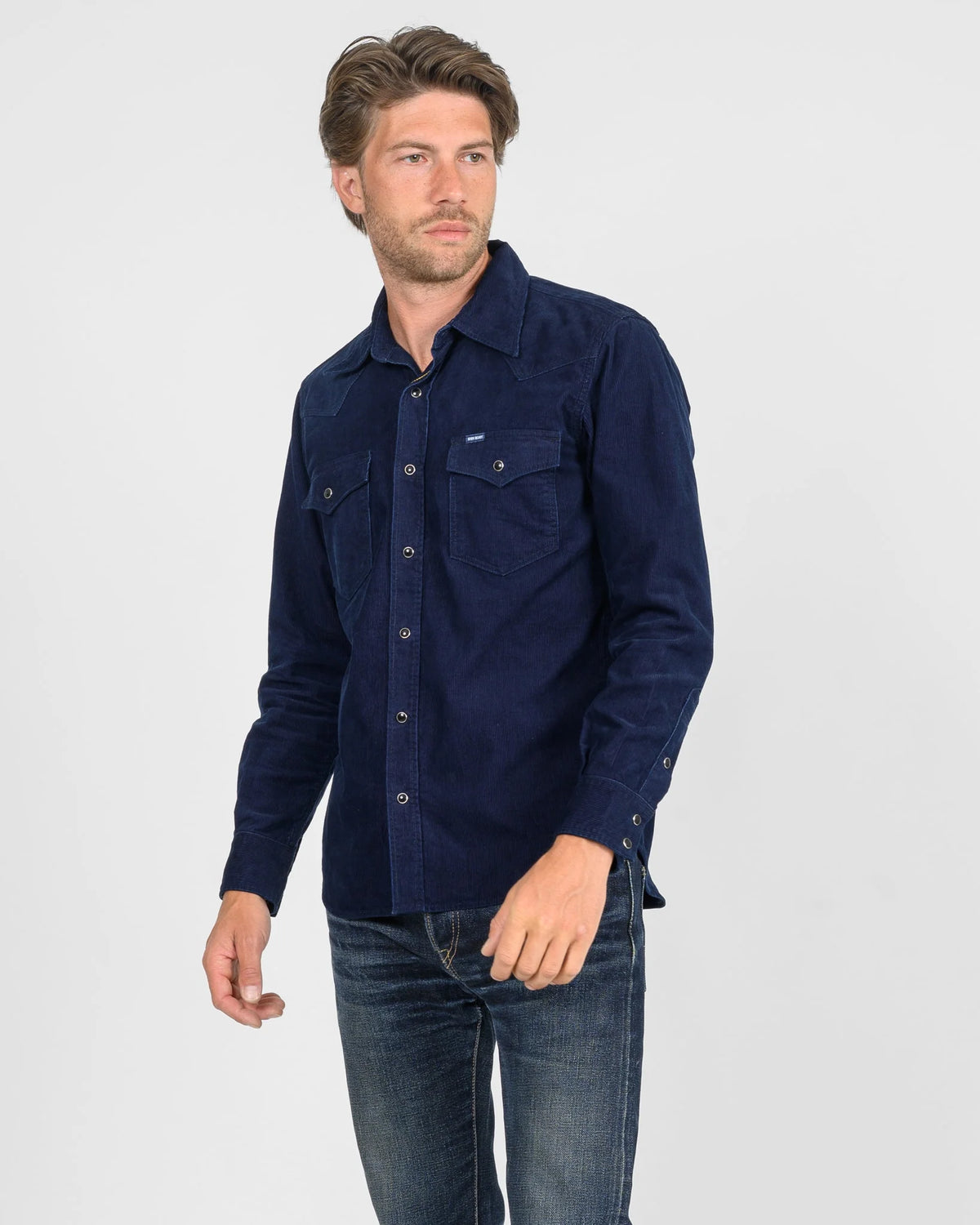 Iron Heart IHSH-438 7.5oz Selvedge Corduroy Western Shirt - Indigo