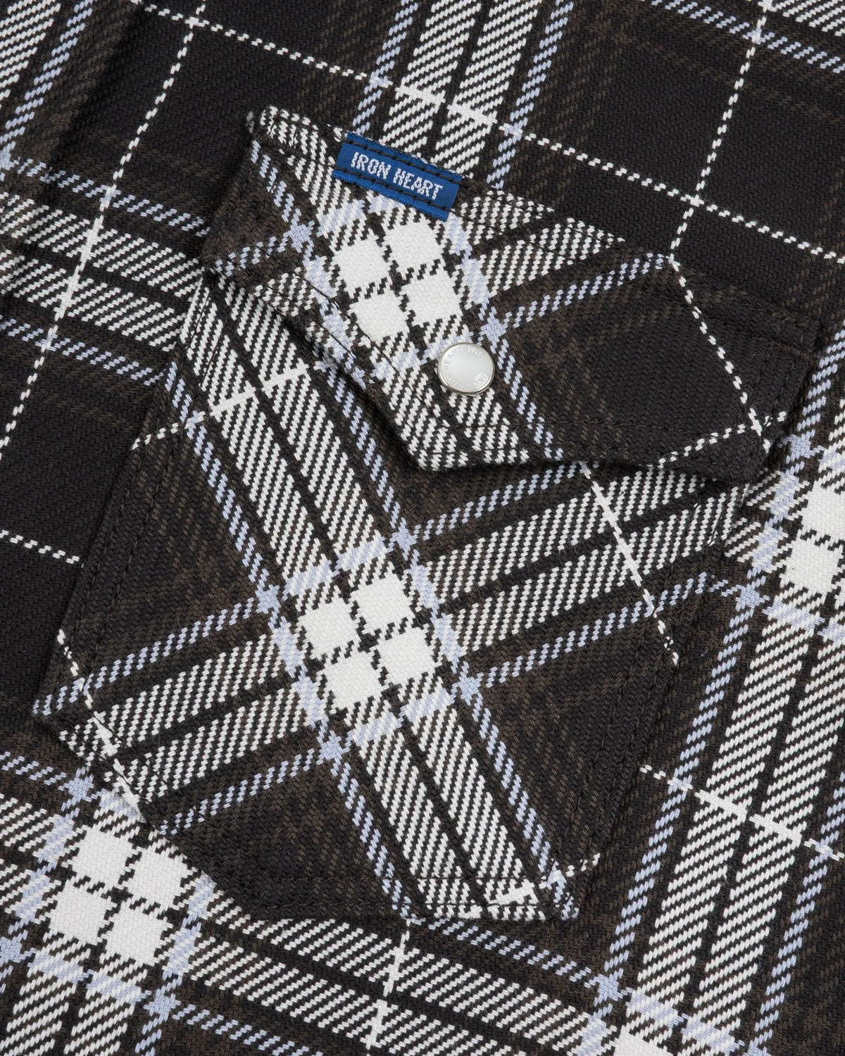 IHSH-439-BLK 9oz Selvedge Flannel Check Western Shirt - Black