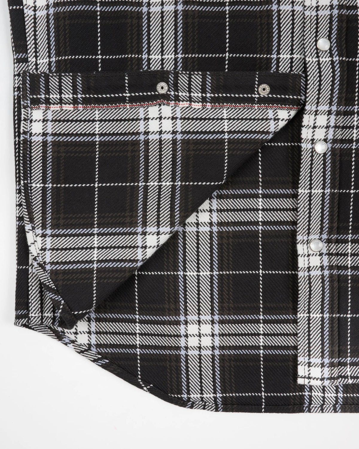 IHSH-439-BLK 9oz Selvedge Flannel Check Western Shirt - Black