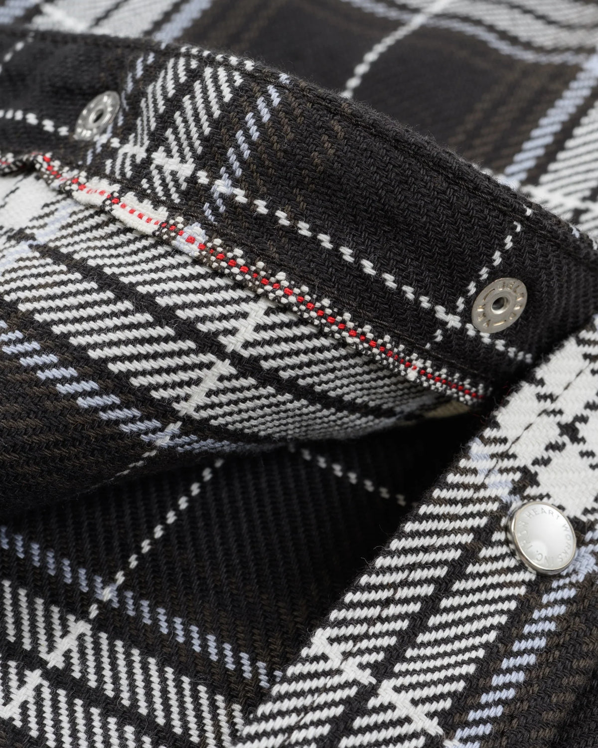 IHSH-439-BLK 9oz Selvedge Flannel Check Western Shirt - Black