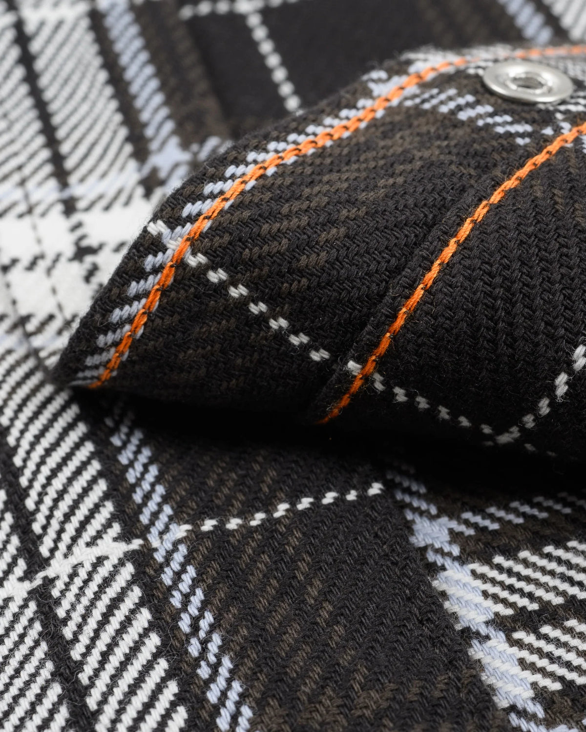 IHSH-439-BLK 9oz Selvedge Flannel Check Western Shirt - Black