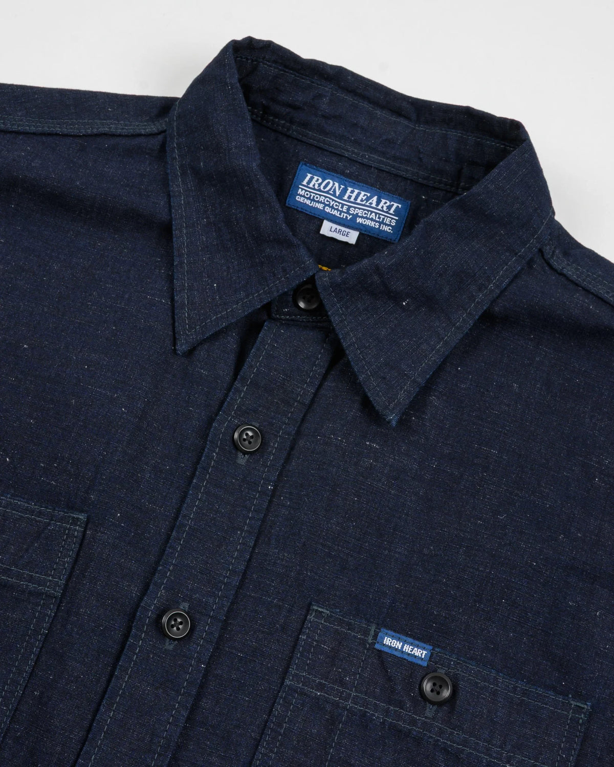 Iron Heart IHSH-443 7oz Cotton Linen Chambray Work Shirt - Indigo