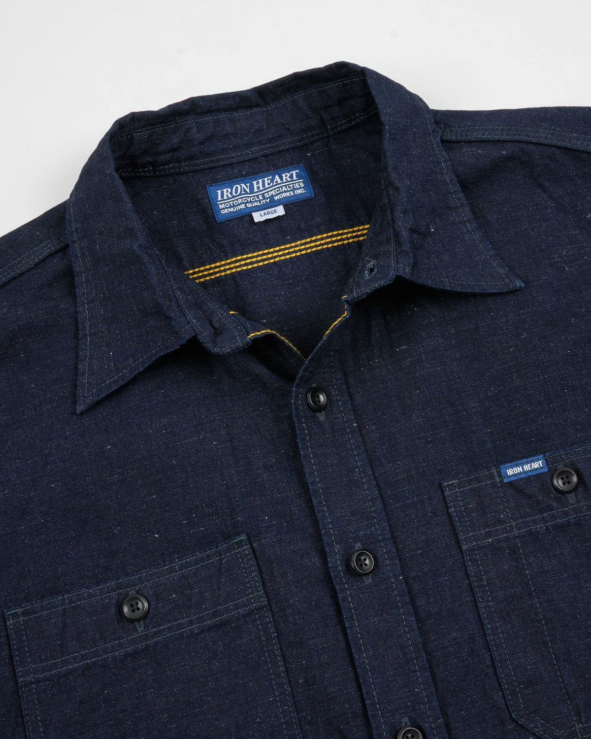 Iron Heart IHSH-443 7oz Cotton Linen Chambray Work Shirt - Indigo