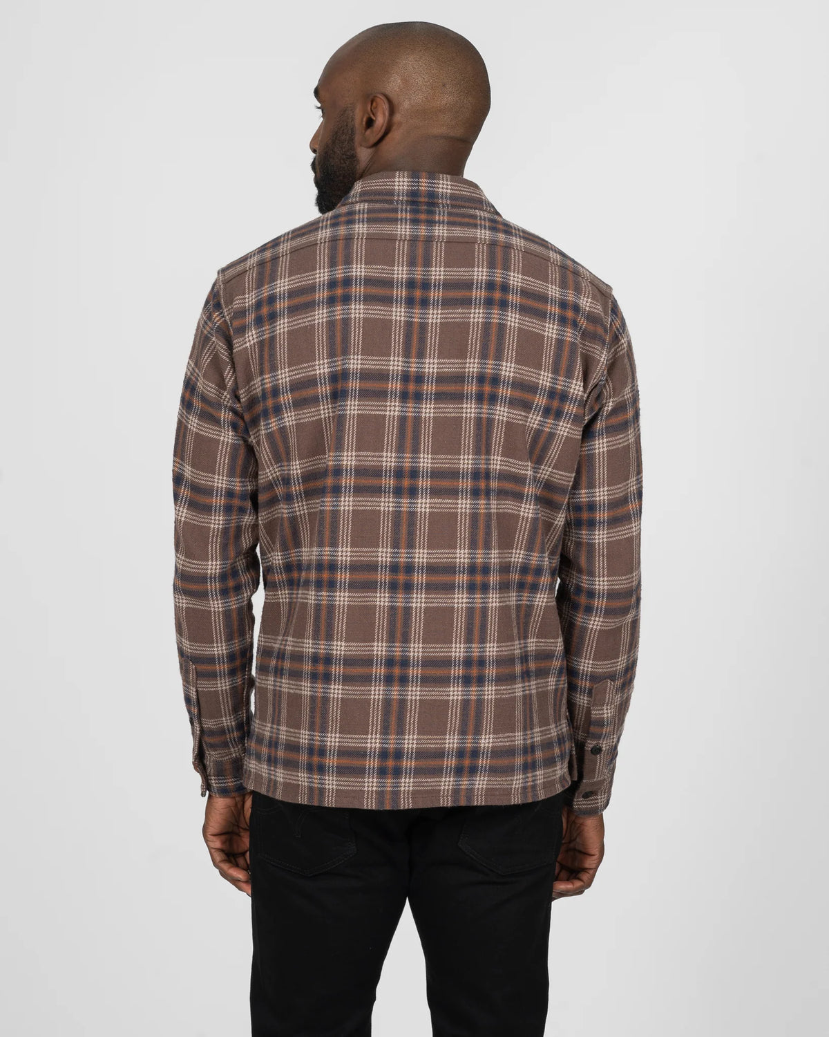 Iron Heart  IHSH-430 Slubby Heavy Flannel Check Work Overshirt - Brown