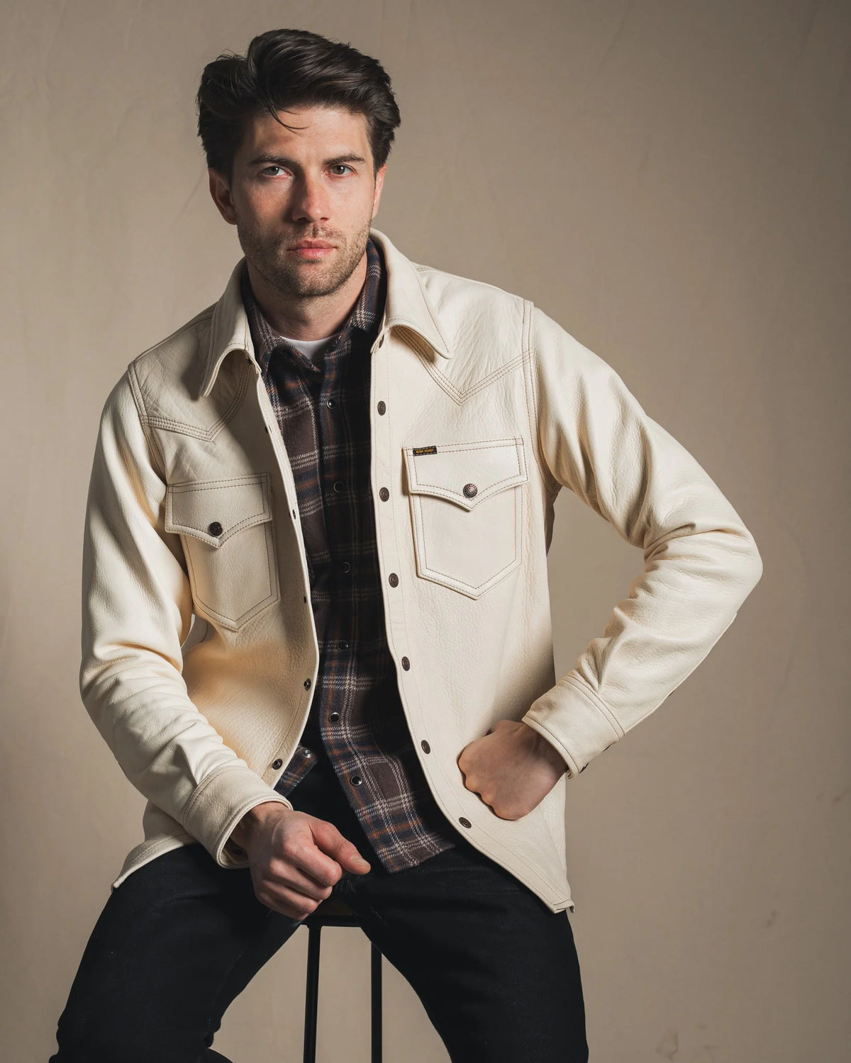 Iron Heart Horsehide Western Shirt - The Pale Rider - Natural