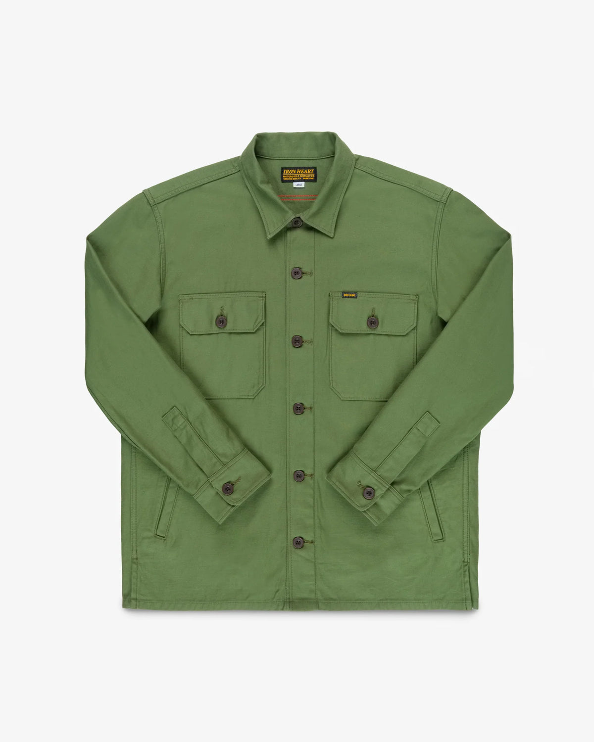 Iron Heart IHSH-451 9oz Cotton Sateen Military CPO Shirt - Olive Drab Green