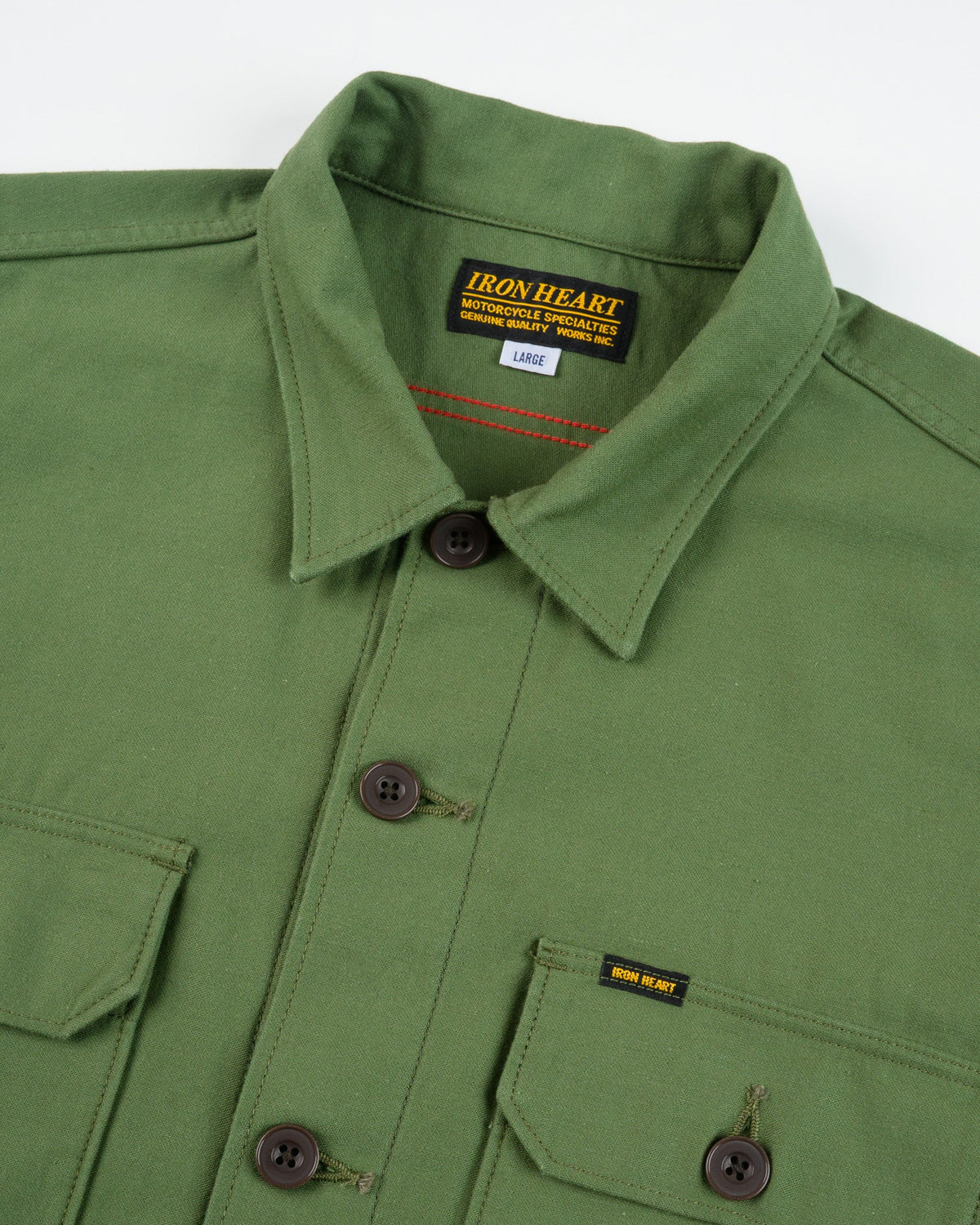 Iron Heart IHSH-451 9oz Cotton Sateen Military CPO Shirt - Olive Drab Green