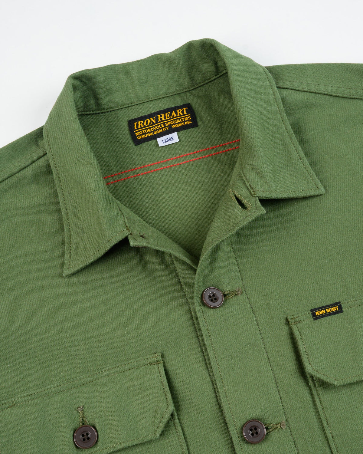 Iron Heart IHSH-451 9oz Cotton Sateen Military CPO Shirt - Olive Drab Green