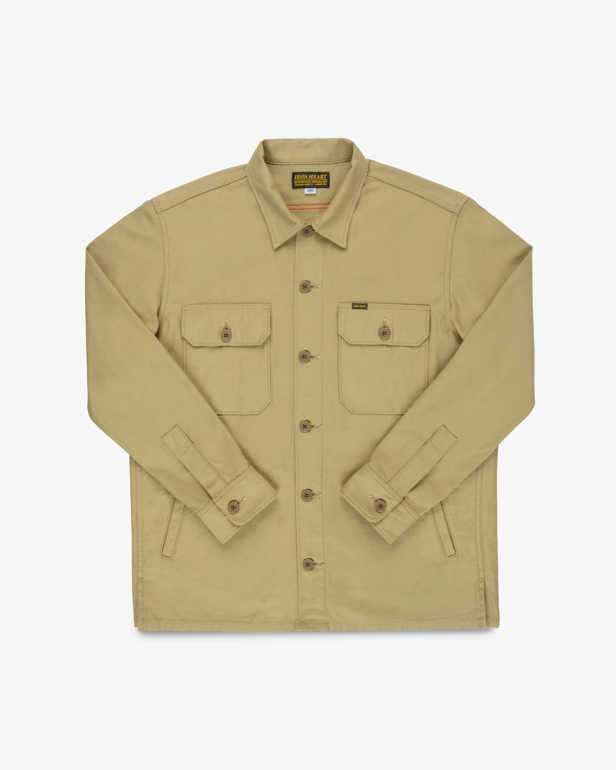 Iron Heart IHSH-451 9oz Cotton Sateen Military CPO Shirt - Khaki