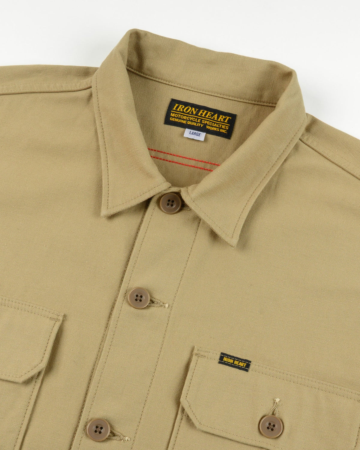 Iron Heart IHSH-451 9oz Cotton Sateen Military CPO Shirt - Khaki