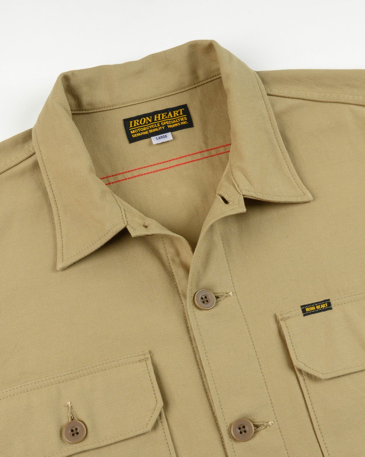 Iron Heart IHSH-451 9oz Cotton Sateen Military CPO Shirt - Khaki