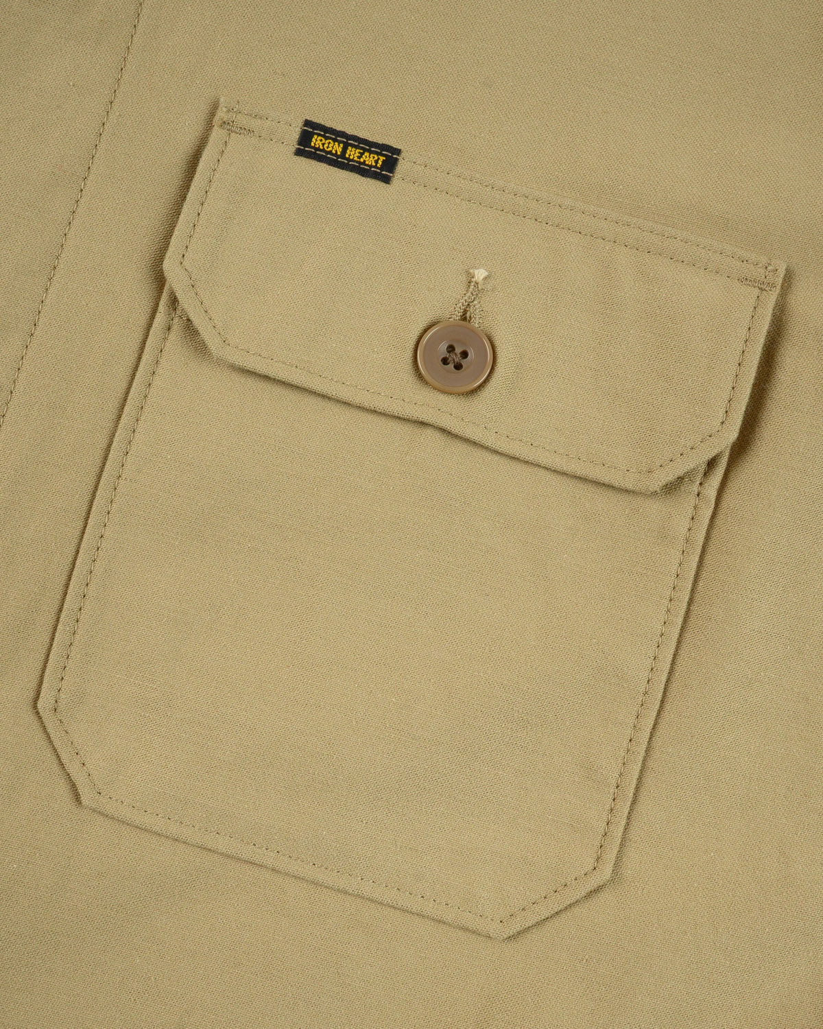 Iron Heart IHSH-451 9oz Cotton Sateen Military CPO Shirt - Khaki
