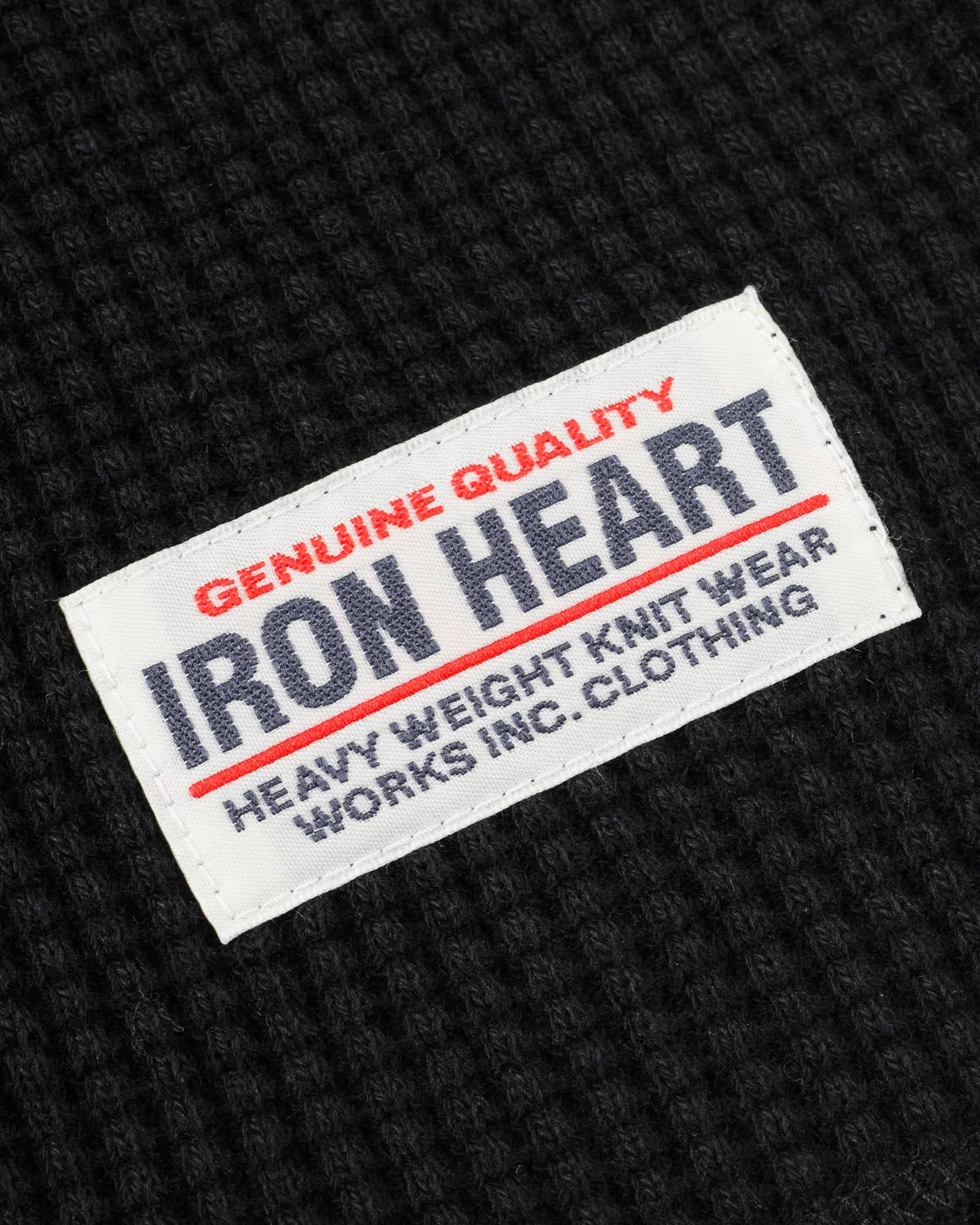 Iron Heart IHTL-1301 Waffle Knit Long Sleeved Crew Neck Thermal Top - Black