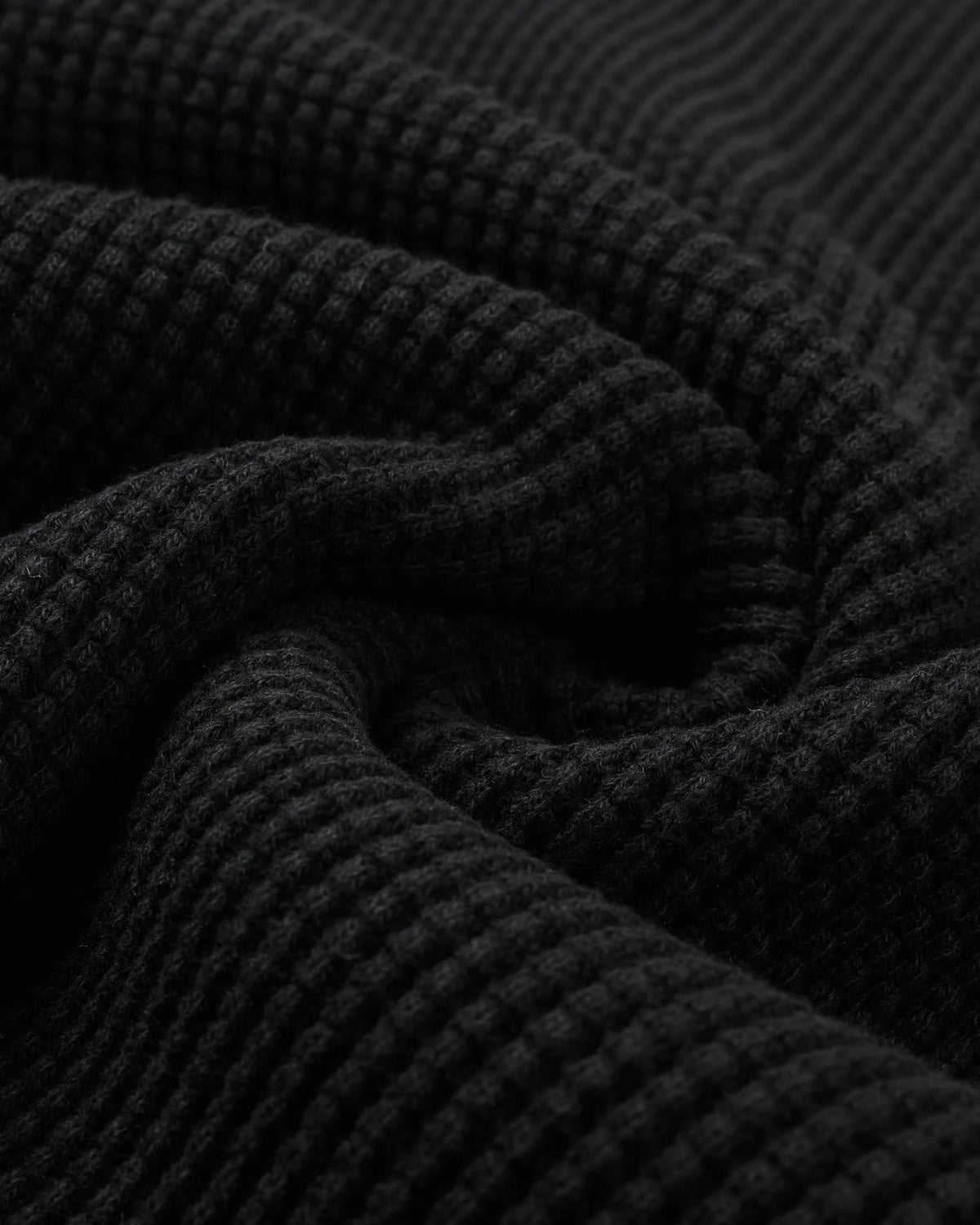 Iron Heart IHTL-1301 Waffle Knit Long Sleeved Crew Neck Thermal Top - Black