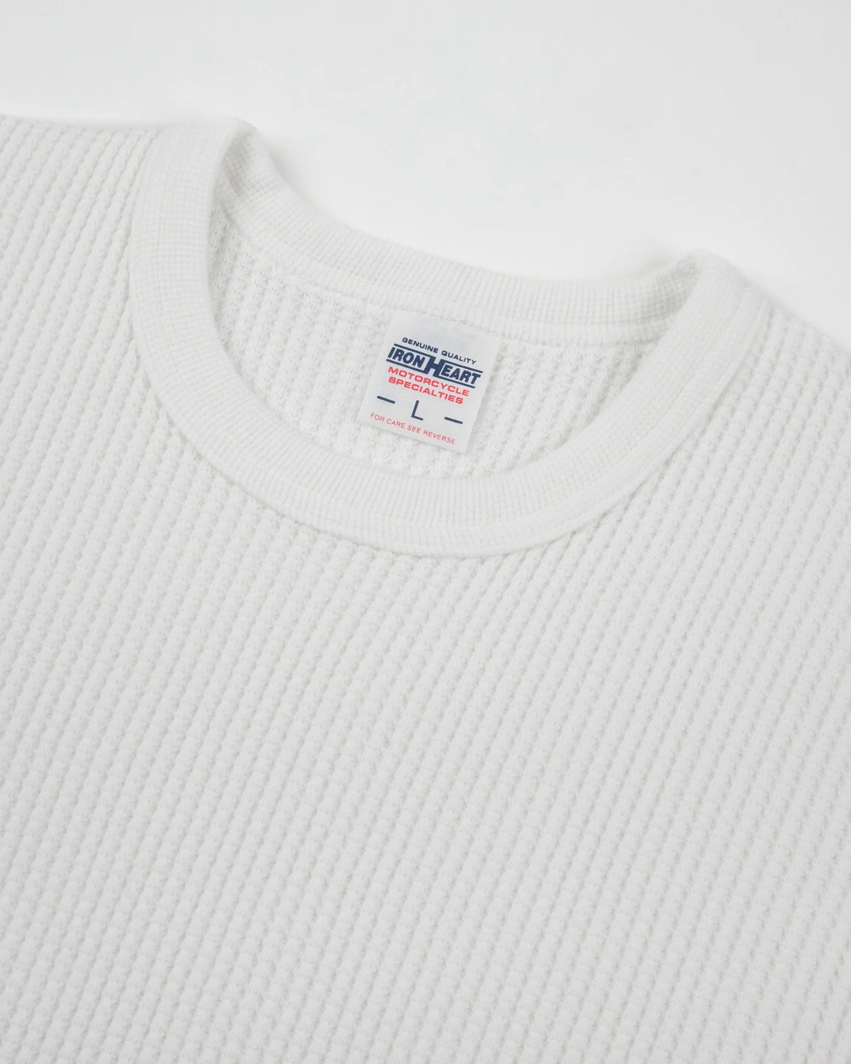 Iron Heart IHTL-1301 Waffle Knit Long Sleeved Crew Neck Thermal Top - White