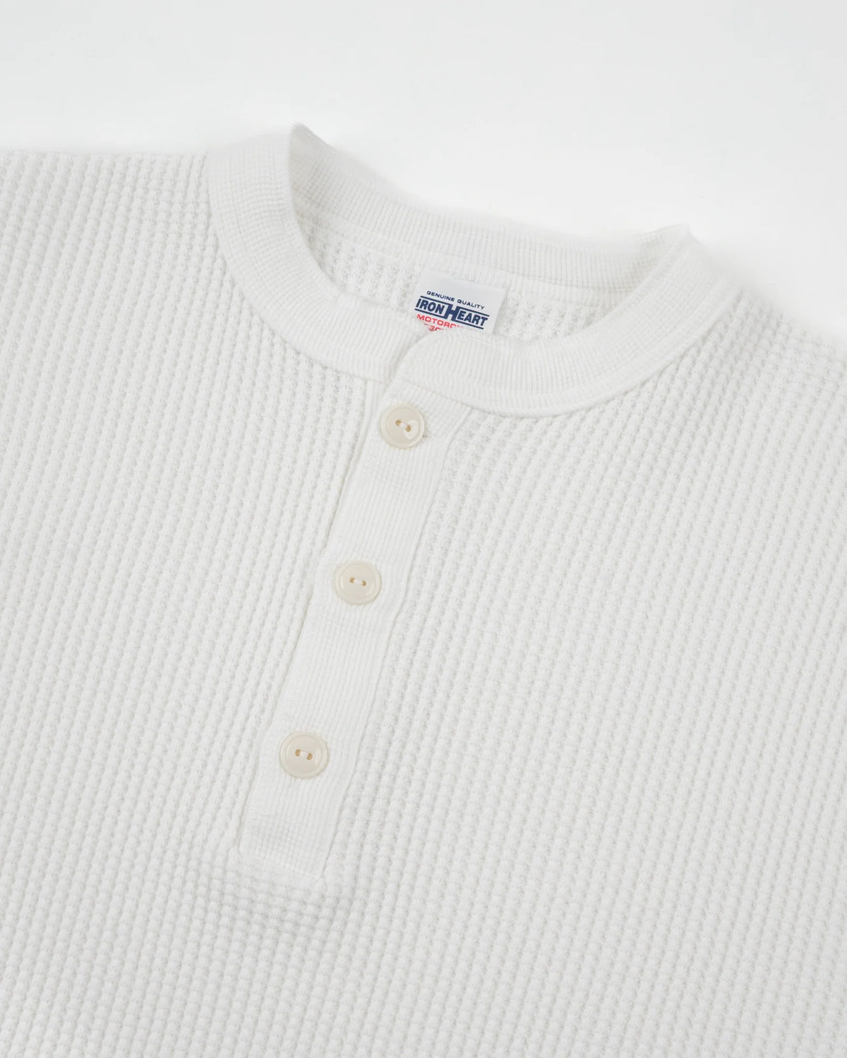 Iron Heart IHTL-1213 Waffle Knit Long Sleeved Thermal Henley - White