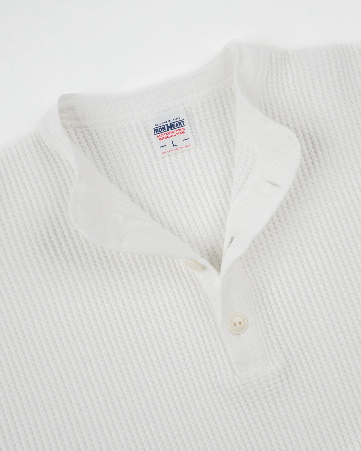 Iron Heart IHTL-1213 Waffle Knit Long Sleeved Thermal Henley - White