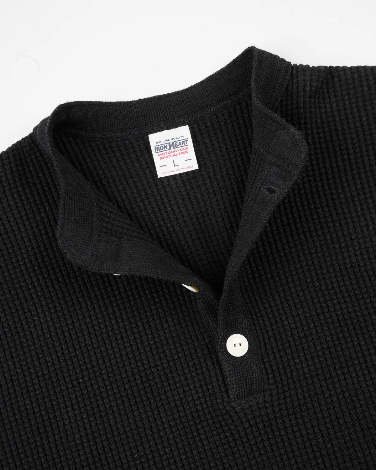 Iron Heart IHTL-1213 Waffle Knit Long Sleeved Thermal Henley - Black