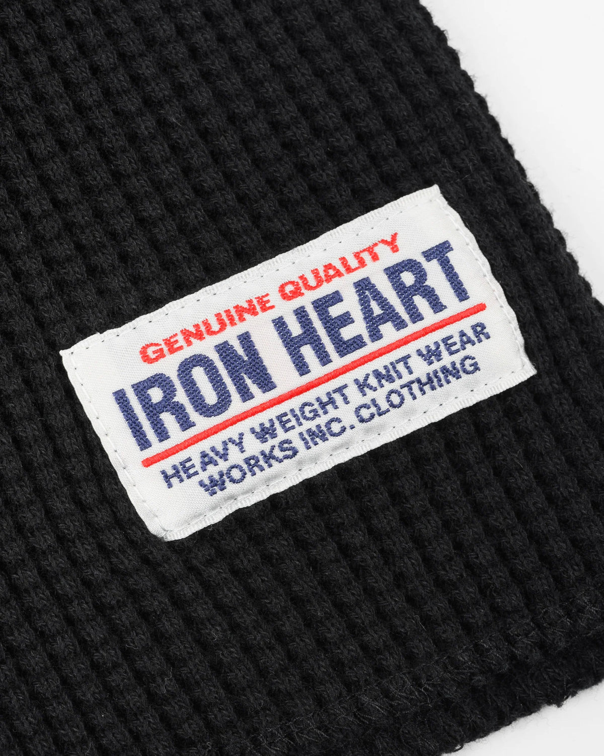Iron Heart IHTL-1213 Waffle Knit Long Sleeved Thermal Henley - Black