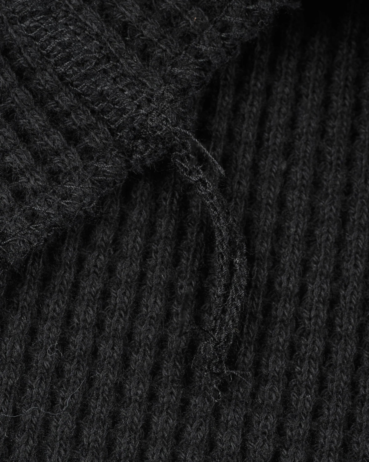 Iron Heart IHTL-1213 Waffle Knit Long Sleeved Thermal Henley - Black