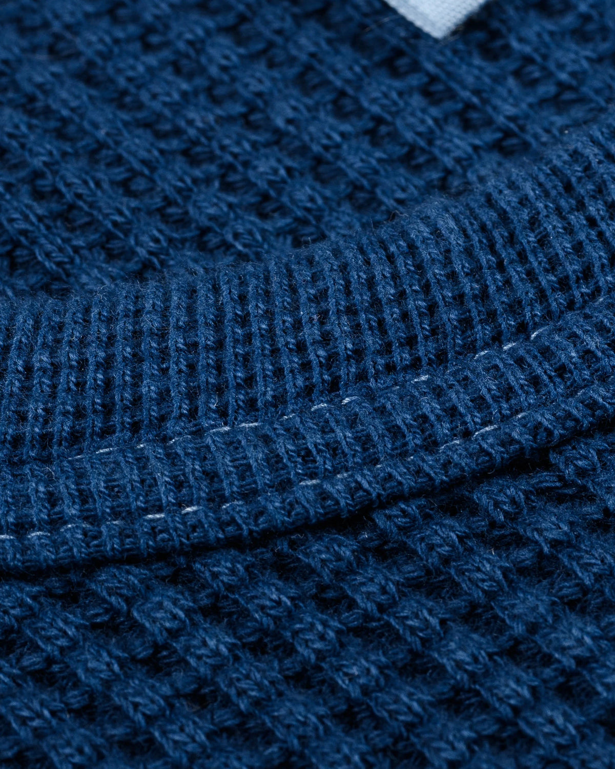 Iron Heart IHTL-1301 Waffle Knit Long Sleeved Crew Neck Thermal Top - Indigo Dyed